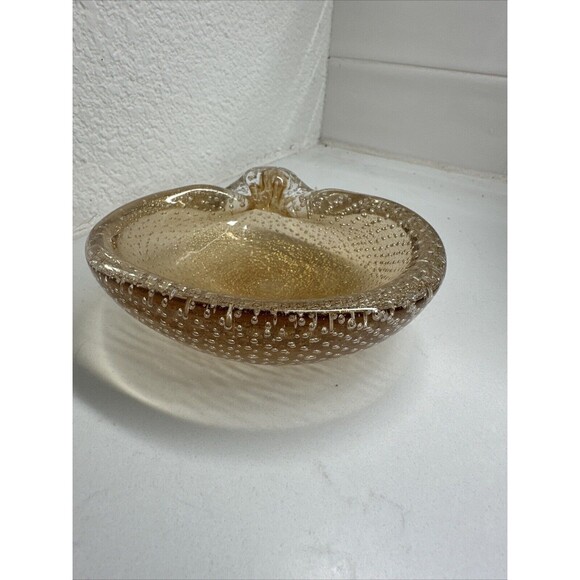MURANO Bullicante Shell by Flavio Poli Vintage Art Glass Bubble Dish Ashtray - Picture 4 of 16